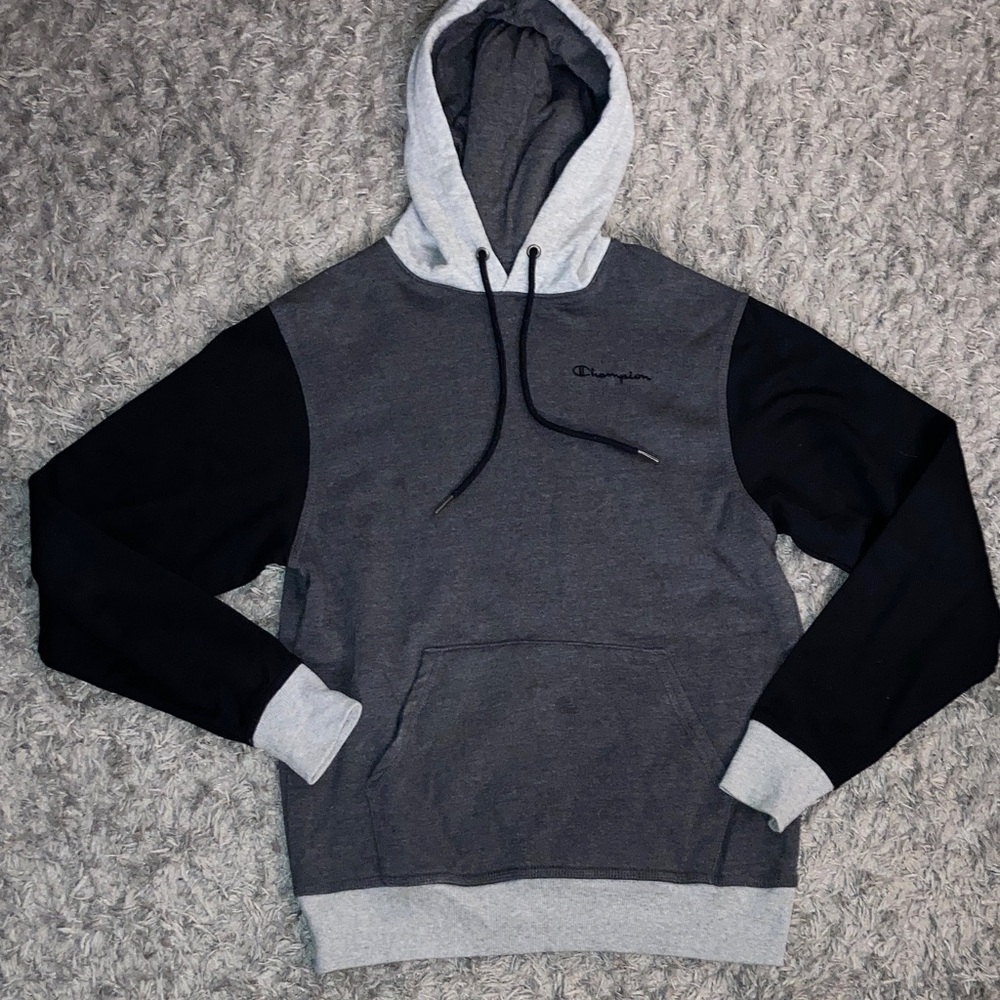 Champion Men's Color Block Hoodie Gray Black size small hooded